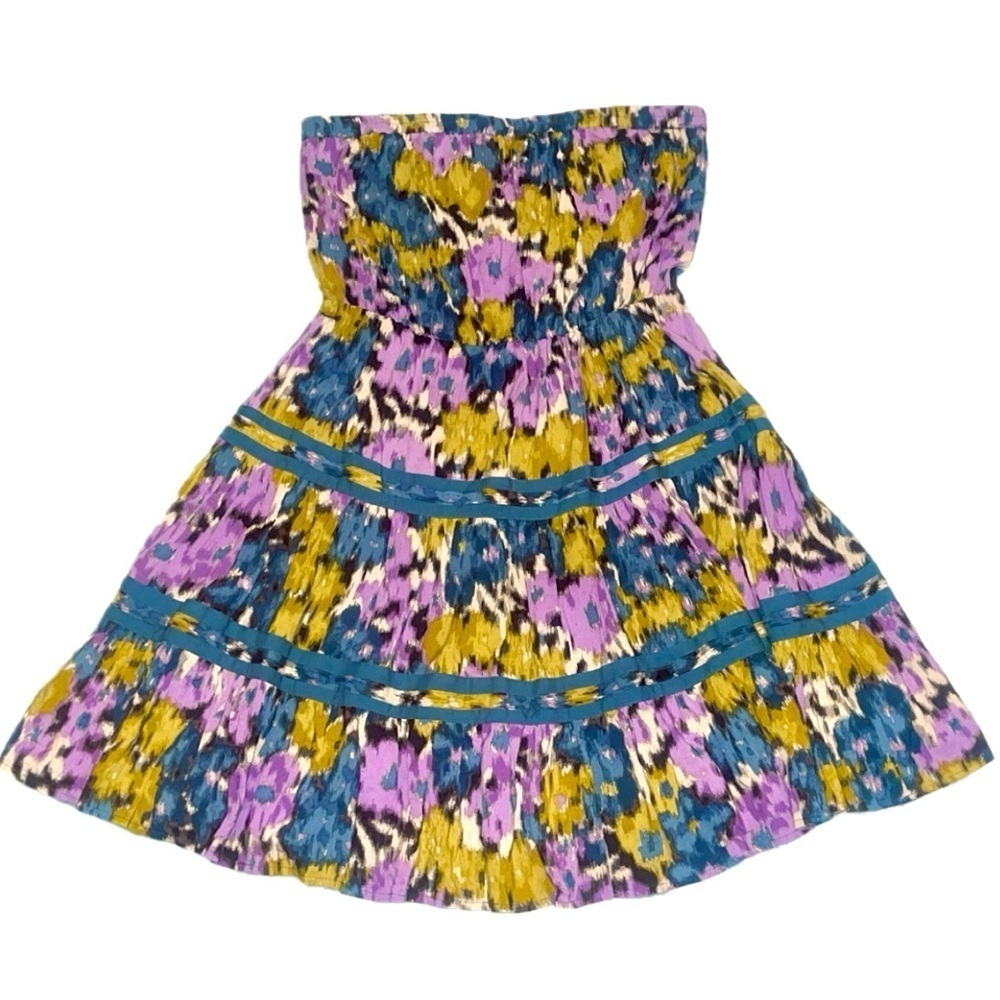 Elle Strapless Abstract Print Tiered Sundress Small